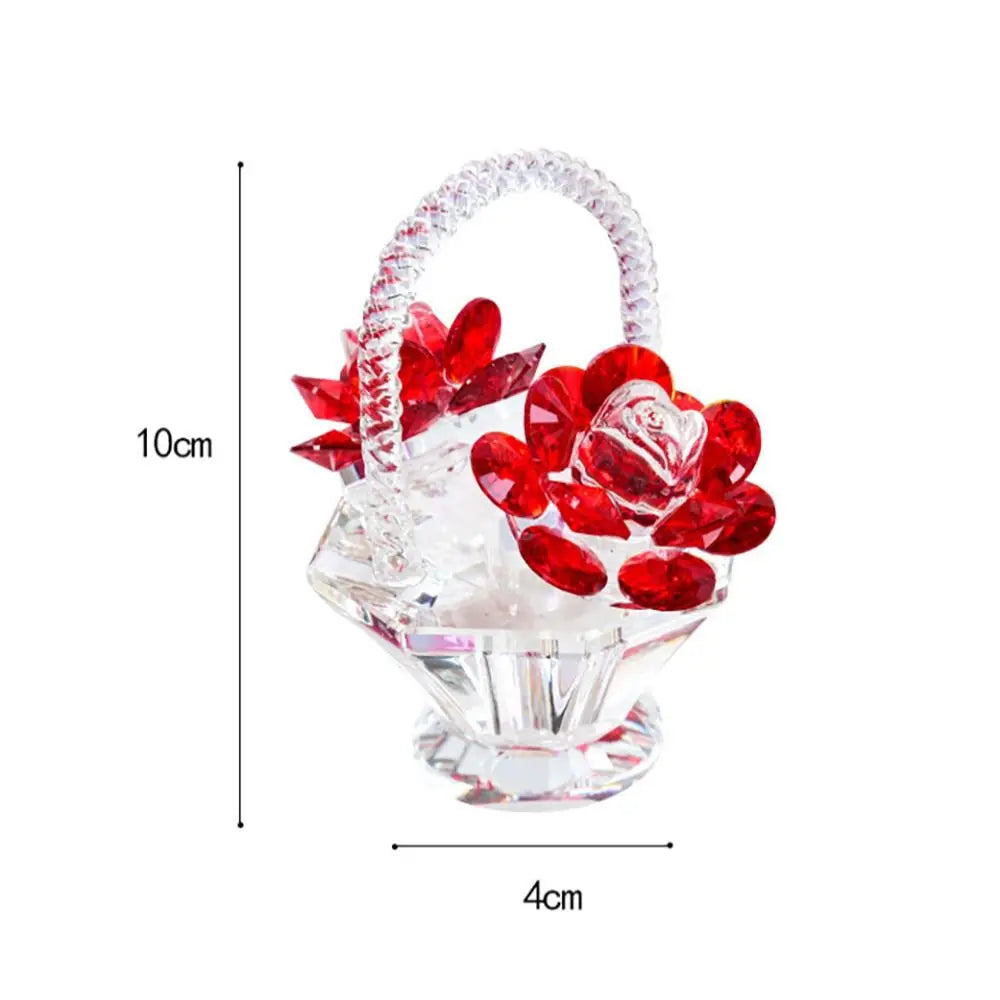 décoration florale cristal transparent rouge violet vert jaune blanc élégante figurine panier fleurs