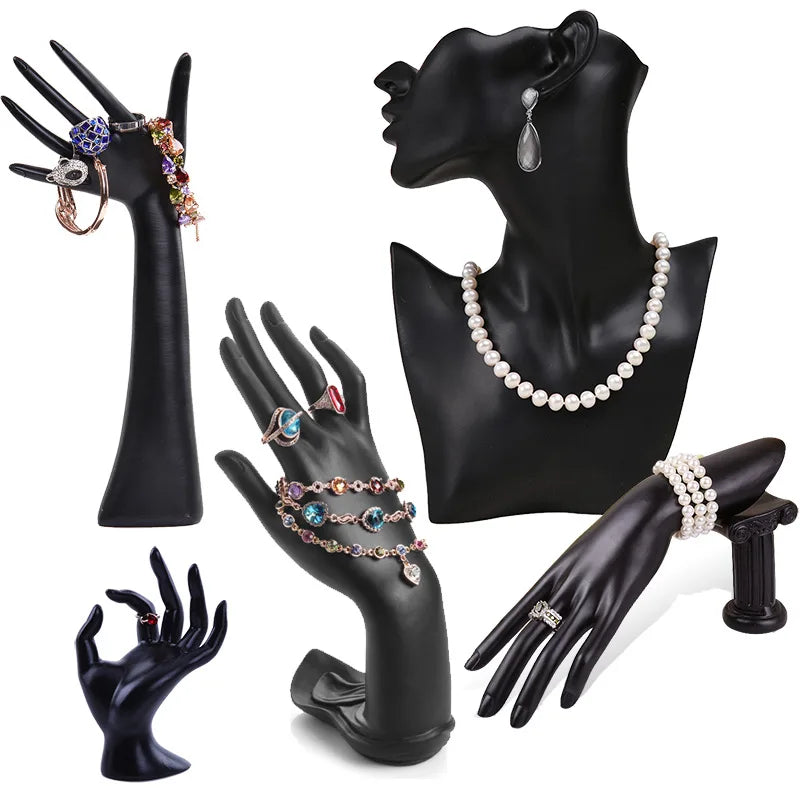 présentoir bijoux mannequin main résine support collier boucles oreilles bracelet bague décoration magasin blanc