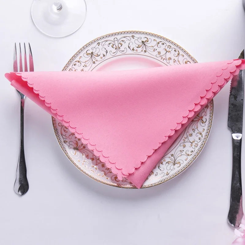 serviette table polyester unie bordure dentelle classique mariage décoration restaurant