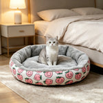 lit animaux confortable moderne gris pêches souriantes velours côteléintérieur gris taille