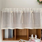 rideau transparent beige texturé dentelle bord fenêtre extérieure vintage rustique chambre décoration