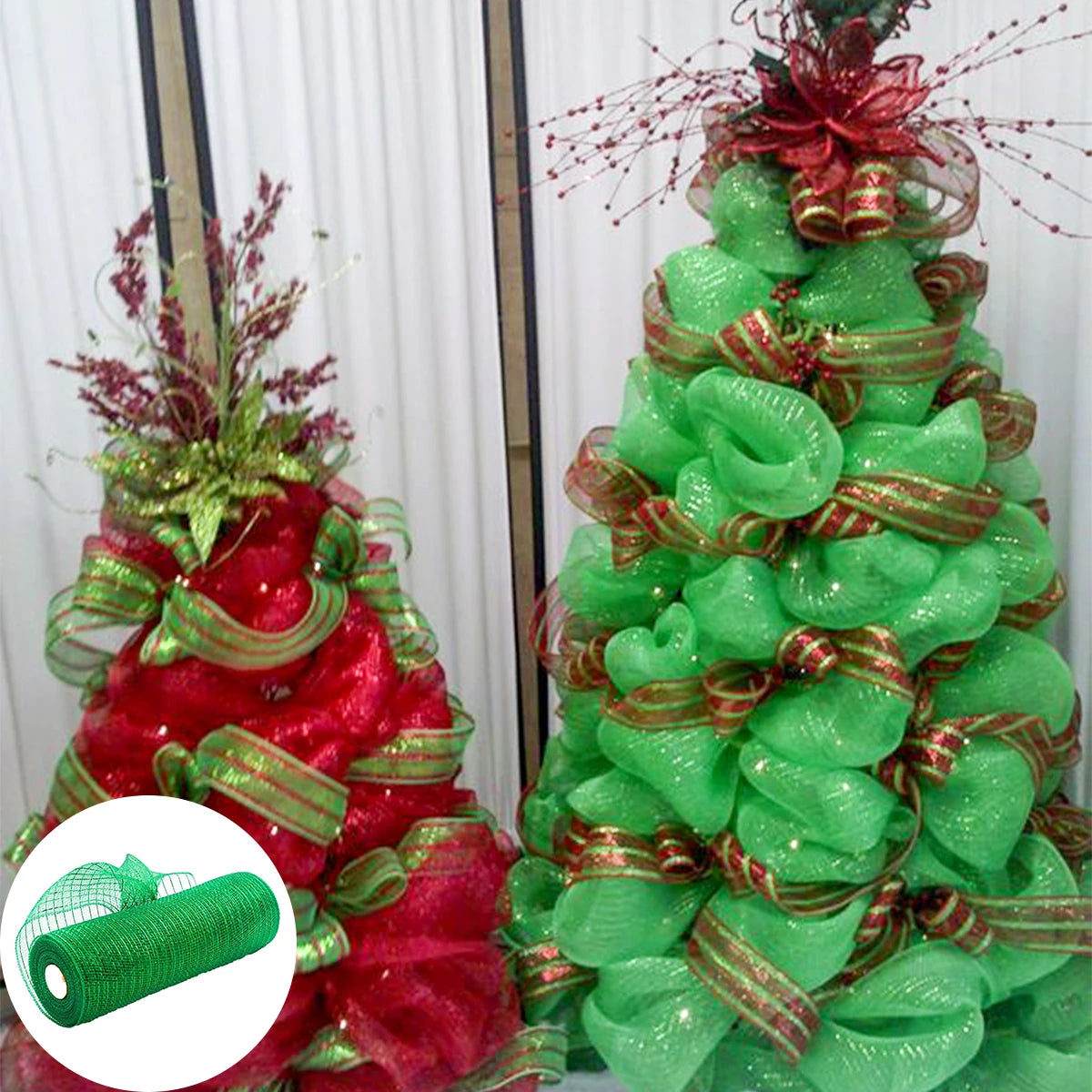 rubans decoratifs noel rouge vert festifs adhésifs brillants maison artisanat bricolage