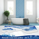 tapis bleu ondes antislip polyester moderne salon chambre doux grande taille