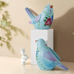 figurines oiseaux décoratives moderne minimaliste blanc doré bleu rose motifs floraux transparents