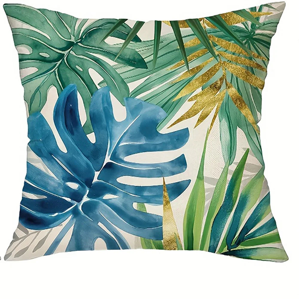 taies d'oreiller motif feuilles tropicales moderne polyester peacheskin 40x40cm 45x45cm 50x50cm 60x60cm