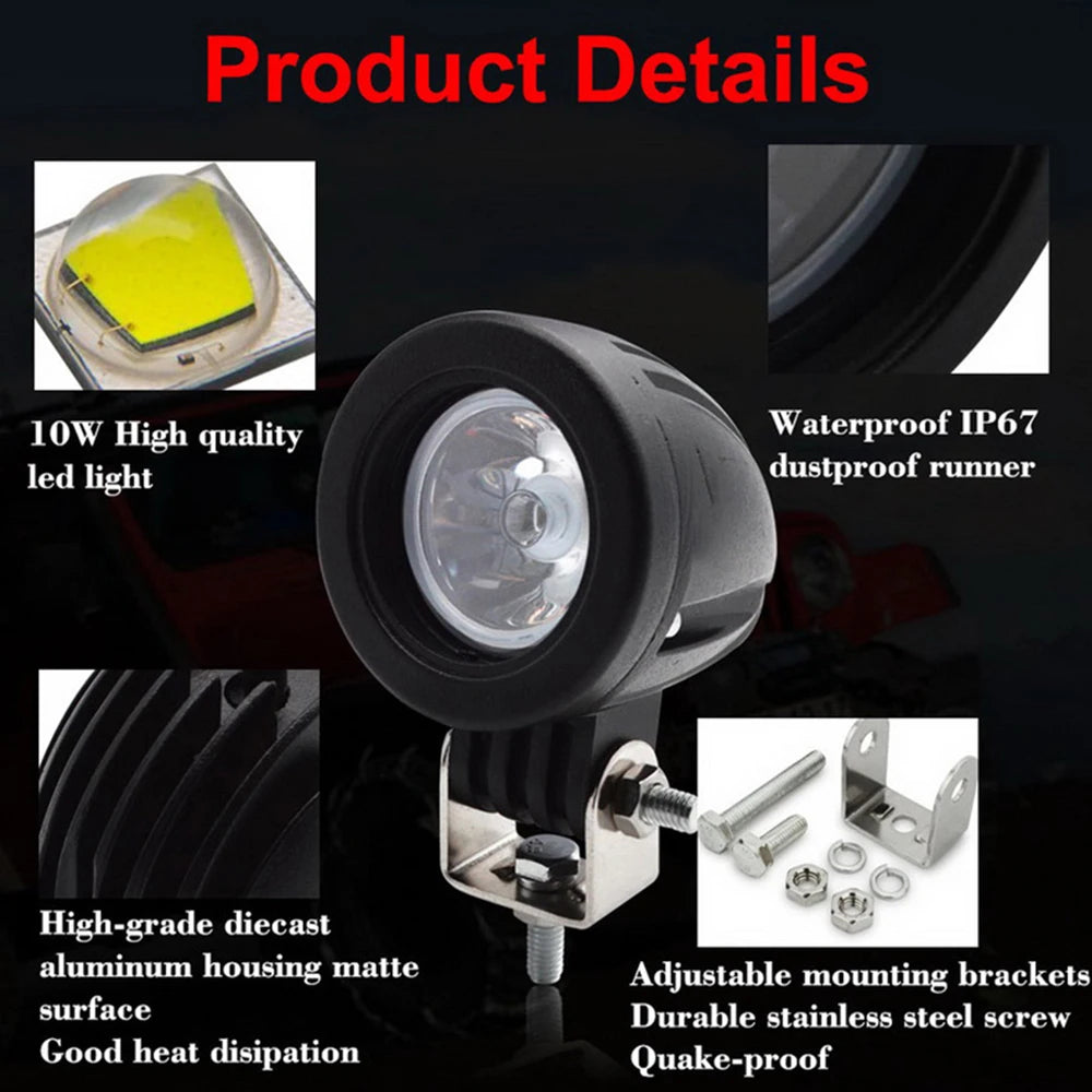 lampe led travail noir moderne ip68 vis cable 6000k éclairage routier atv
