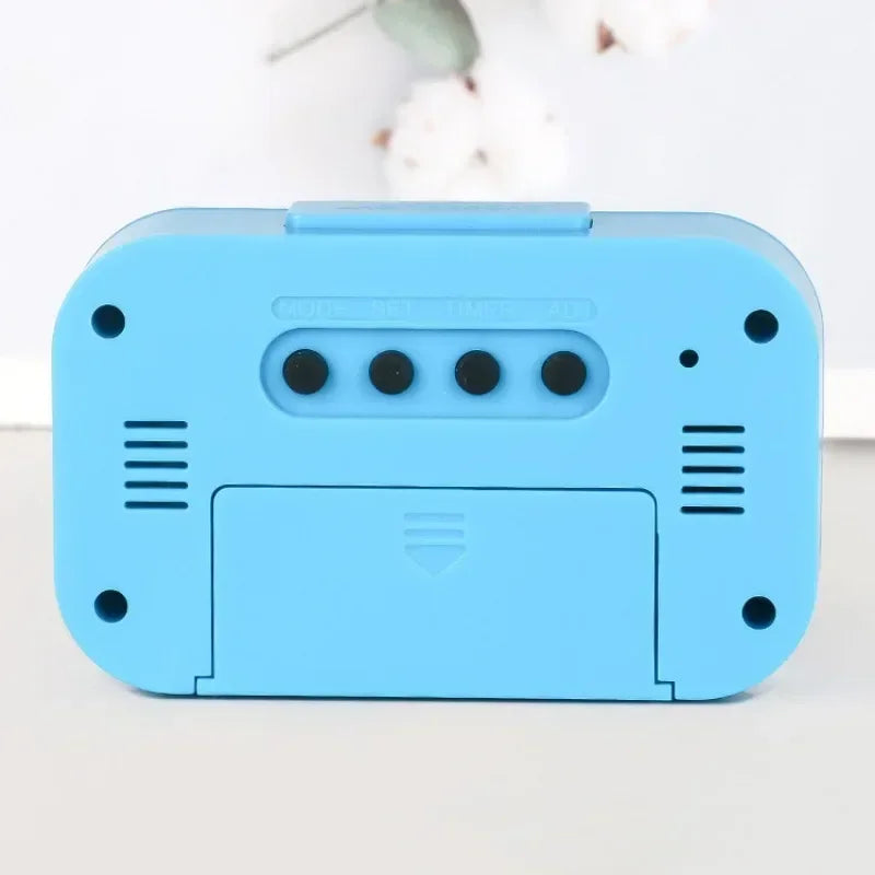 réveil numérique horloge LED moderne alarme timer date température noir bleu rose vert