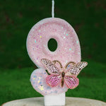 bougies anniversaire chiffres rose blanches paillettes décoratives adhésives boîte rangement support plastique enfants festive