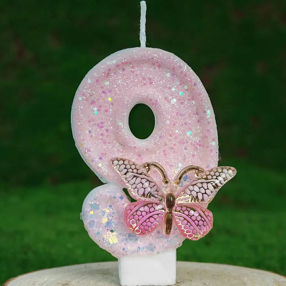 bougies anniversaire chiffres rose blanches paillettes décoratives adhésives boîte rangement support plastique enfants festive