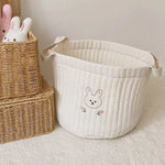 paniers brodés ours feuilles coton respectueux environnement multi usage salon opacité doux poignées tissu