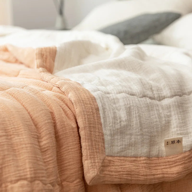 couette coton patchwork été lit double maison lavable blanc rose simple