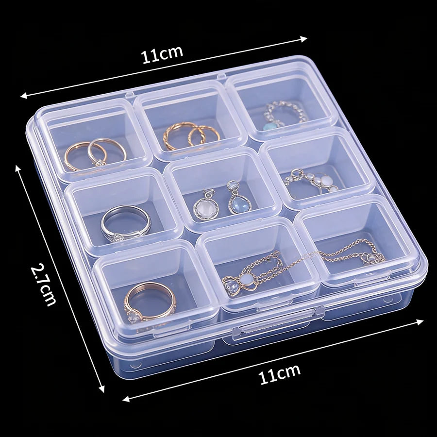 boîtes rangement transparentes clips fermeture organisation diy mosaïque bijoux électroniques petits objets modernes