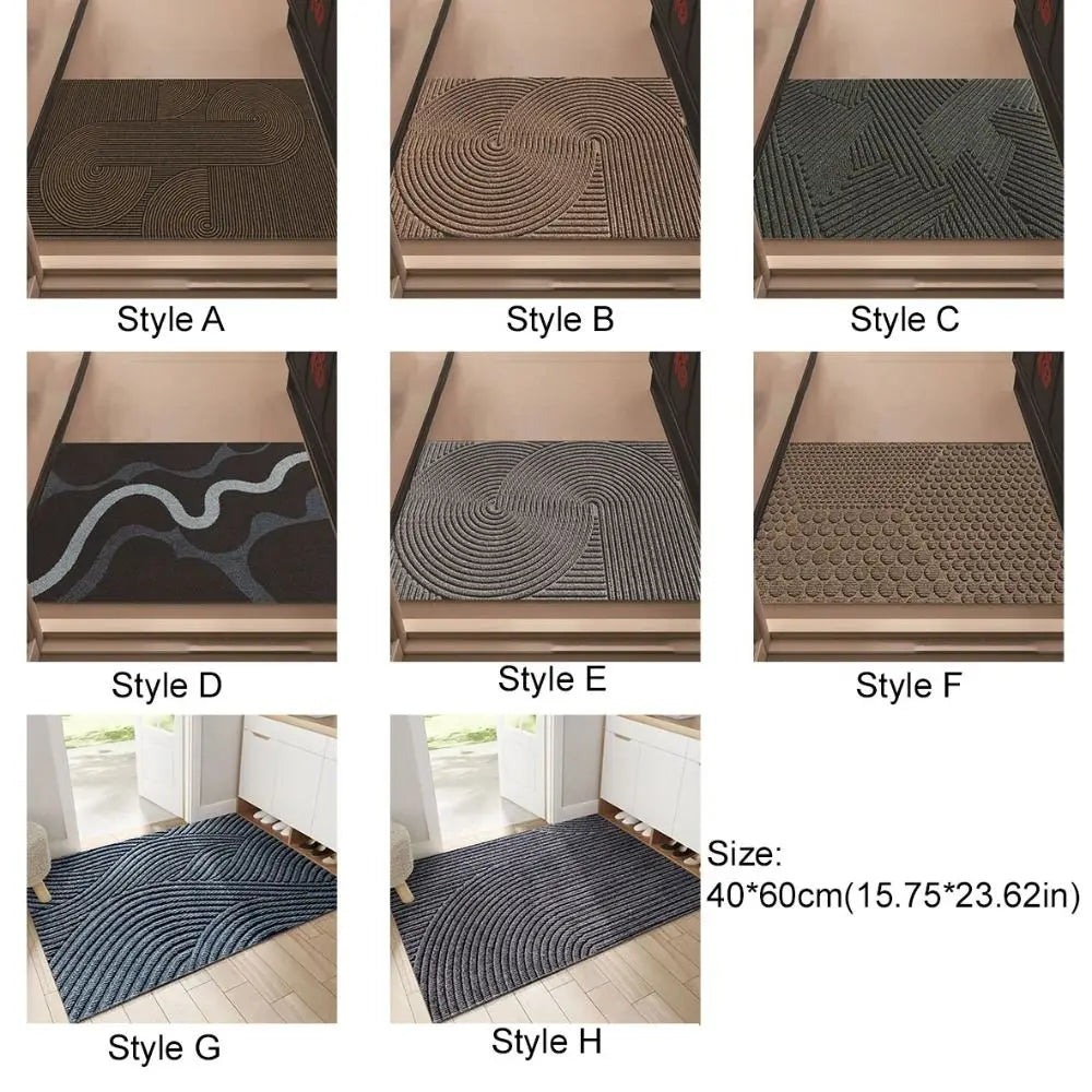 tapis d'entrée moderne rayures vert foncé marron gris antidérapant resistant taches