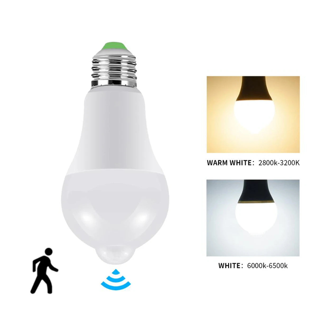 ampoule led veilleuse détecteur mouvement blanc moderne e27 12w 18w