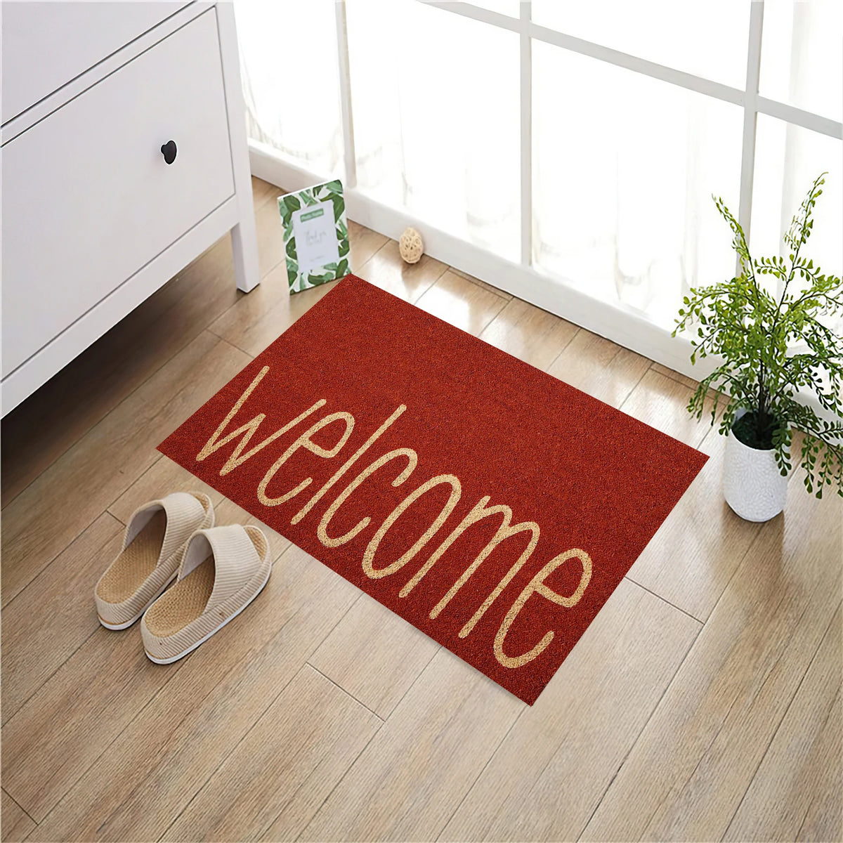 tapis d'entrée rouge welcome extérieur intérieur antidérapant moderne simple sol salle bain cuisine