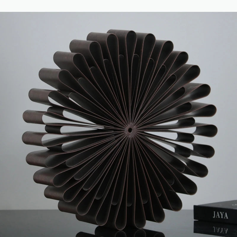 décoration moderne sculpture circulaire marron texturée minimaliste sans fixation jaya