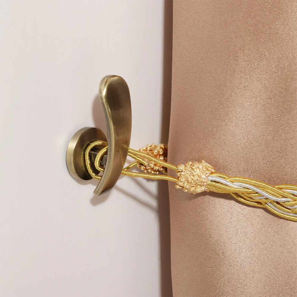 boucle ruban rideau moderne vis fixation noir or rose gold métal tressé