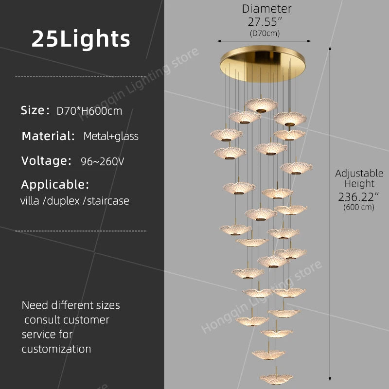 Suspension lumineuse contemporaine 15 lumières blanc doré D60 4000k 3000k 6000k