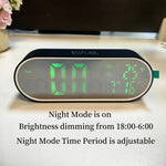 horloge numérique moderne écran led blanc noir vert compact rechargeable alarmes snooze acoustic control