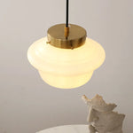 Suspension lumineuse industrielle verre texturé blanc doré bois chambre salon
