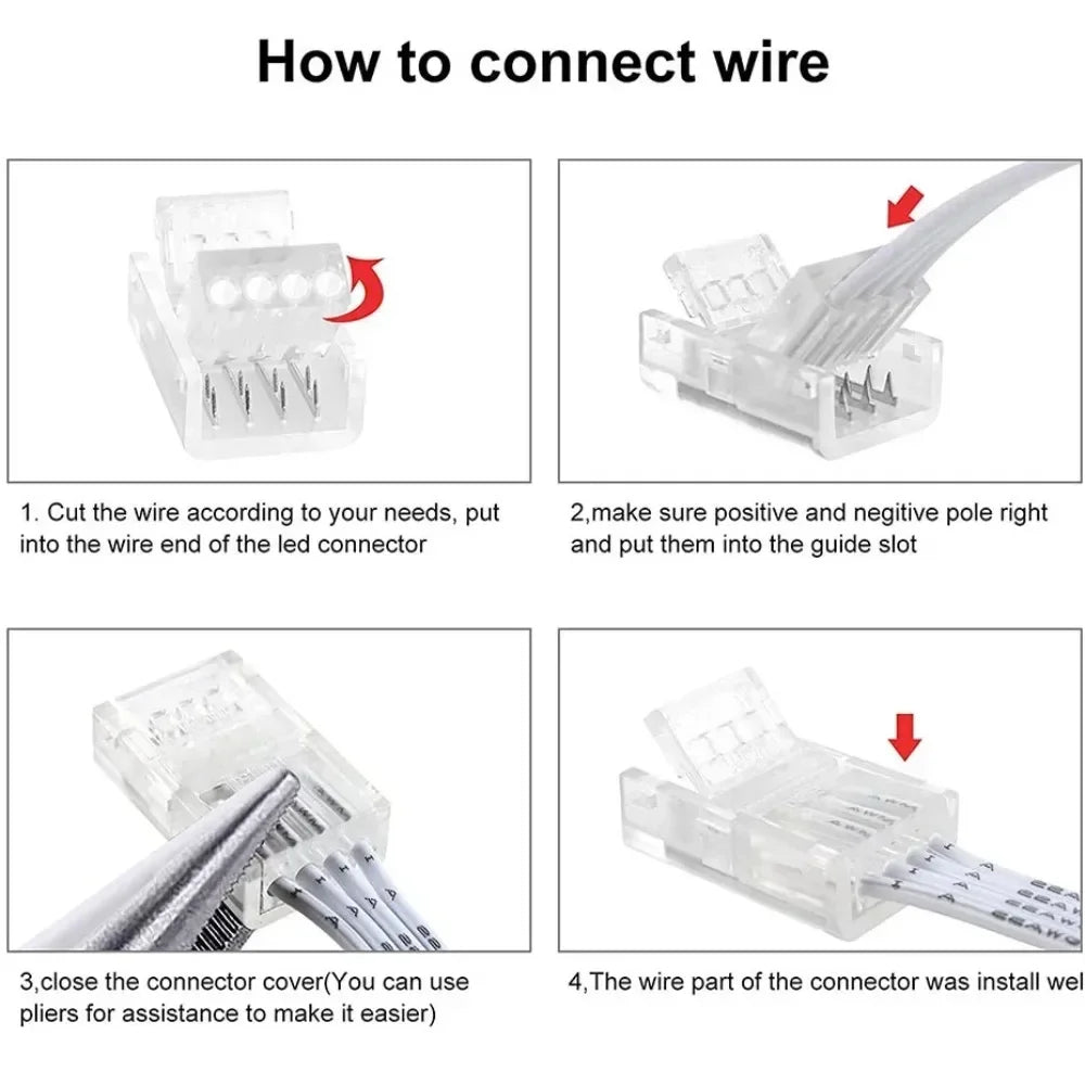 connecteurs led 2pin 3pin 4pin 5pin 6pin 8mm 10mm 12mm transparent certification rohs ul