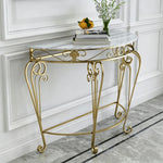 console meuble demi lune or marbre floral classique vintage blanc noir ornementé