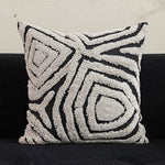 coussin noir blanc brodé géométrique moderne fixé 45x45cm décoration
