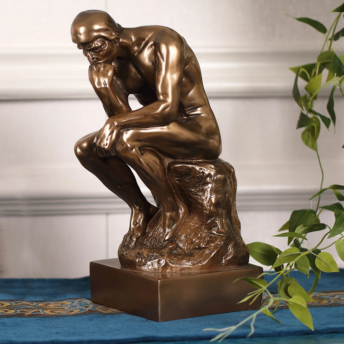 statue penseur rodin bronze doré décoration salon classique artisanatœuvre d'art française rétro nostalgie
