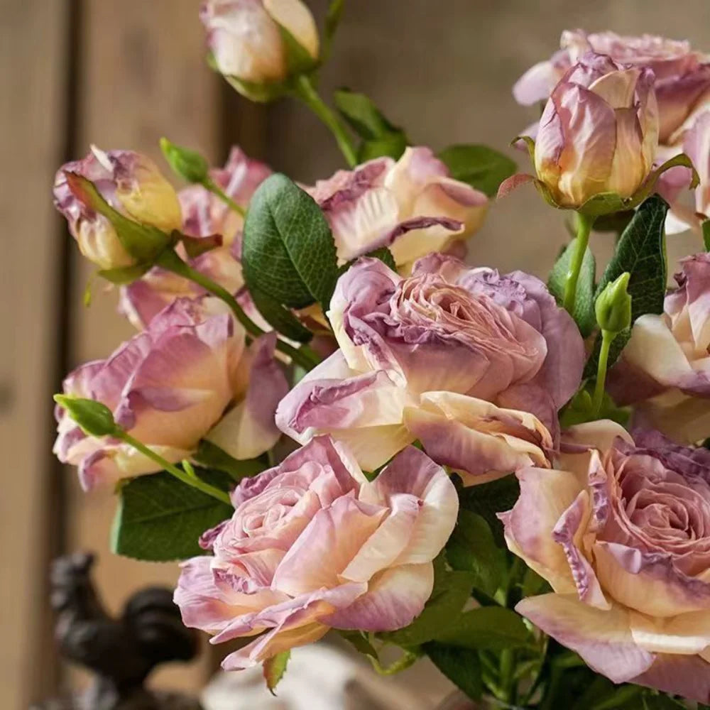 bouquet roses artificielles fleurs soie décoratives mariage anniversaire intérieur decoration