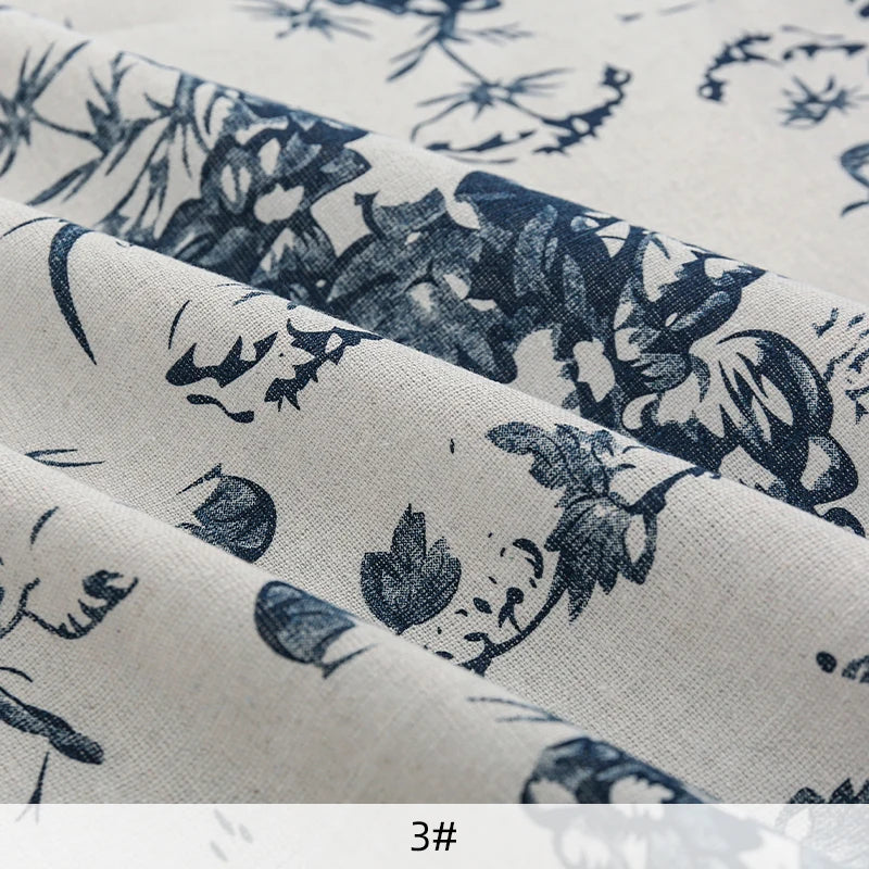 tissu imprimé fleurs feuilles beige bleu rouge résistance abrasion classique vintage 180x150cm 45x150cm 90x150cm