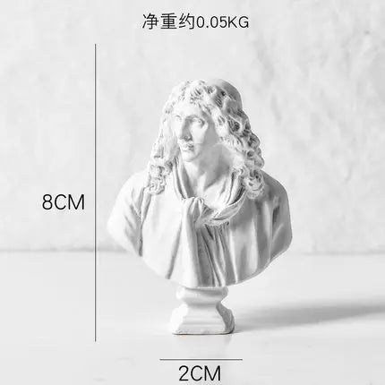 bustes sculptés resine blanc details fins antique figures grecques decor