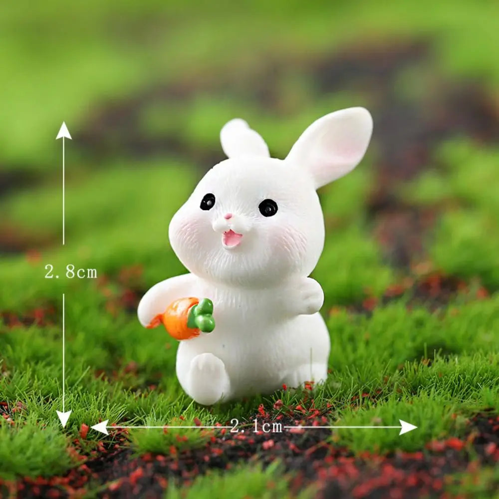 figurines lapins blancs cartoonesques carottes paniers résine décorations extérieures miniatures