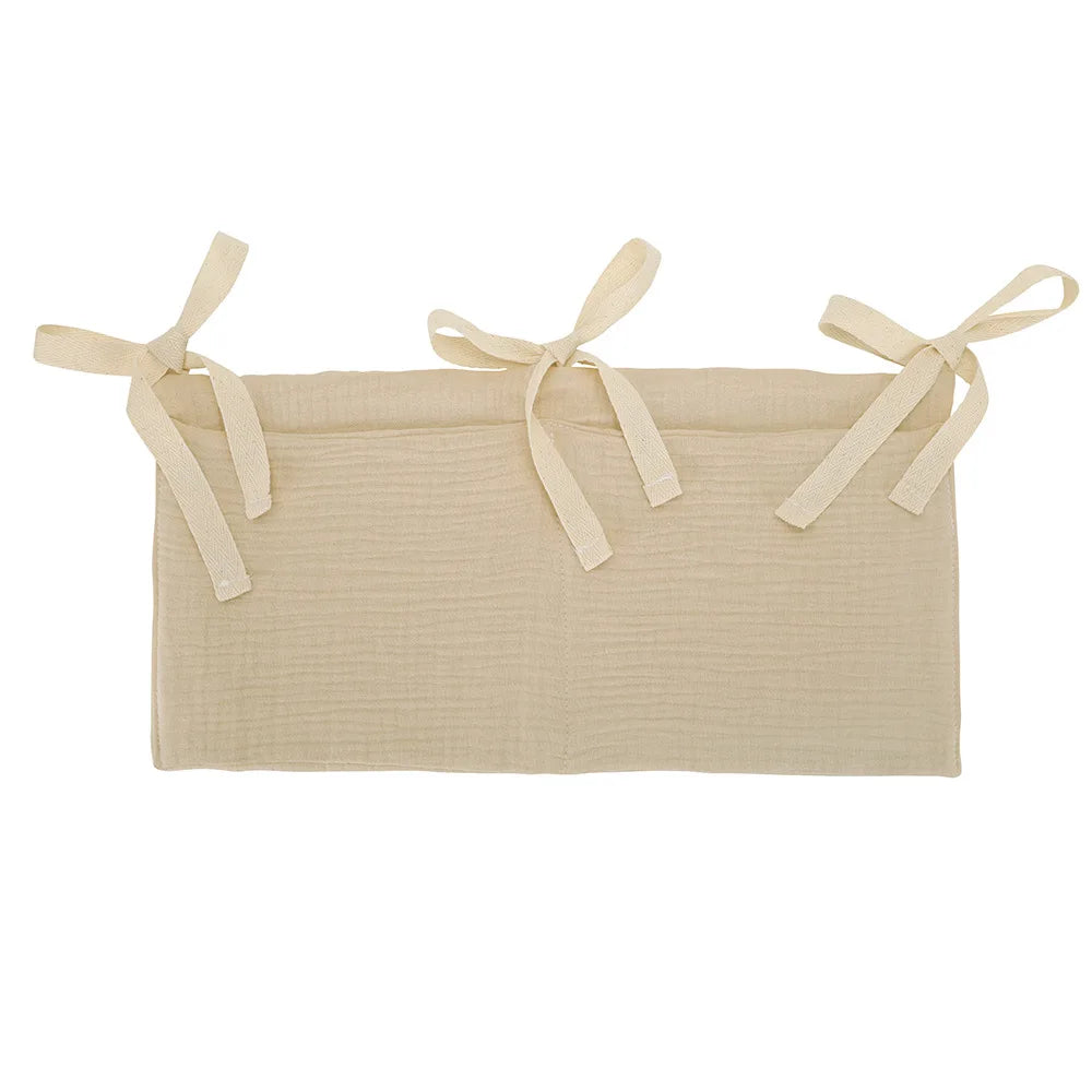 sac rangement lit bébé toile coton beige rose gris jaune simple rustique