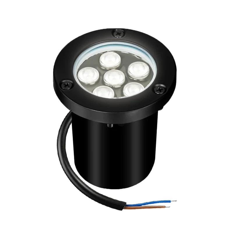 Spot LED noir moderne étanche IP68 fixé vis extérieur 6W 85 265V