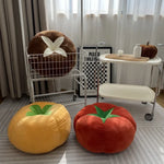 coussin décoratif moderne fruit orange rouge marron mousse mémoire forme tomate pomme noix coco