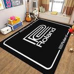 tapis sol batterie musique insonorisé noir blanc orange décoratif moderne studio