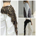 jupe asymétrique volants noir blanc léopard transparente bohème minimaliste liens nouer pantalon ample