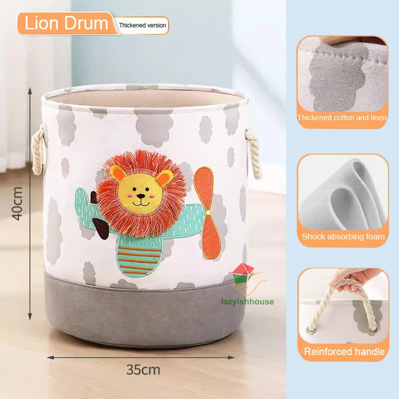 paniers rangement pliant tissu lin motif animaux moderne poignées corde rangement jouets chambre