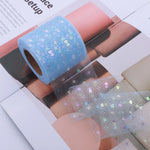 ruban tulle coeurs multicolores 6cm violet noir bleu rose opacité élégant emballage cadeau