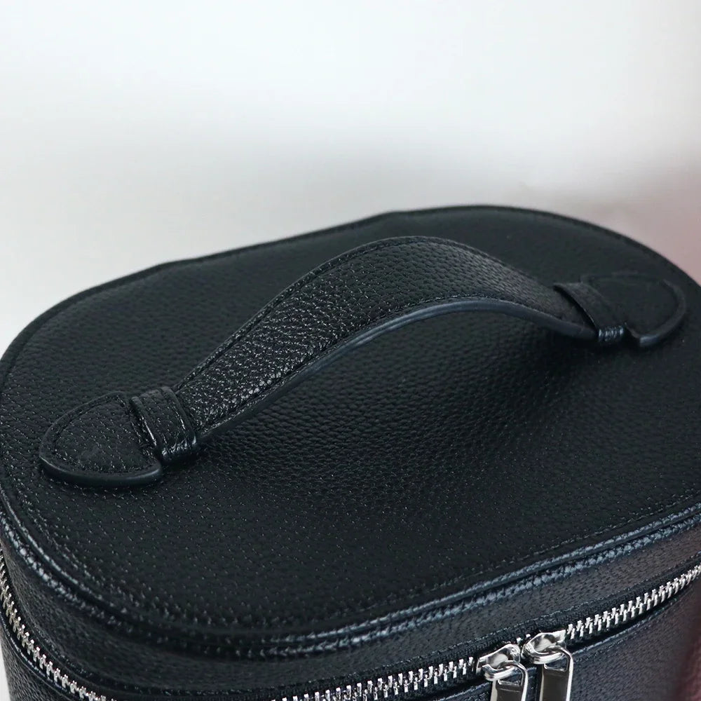 boîte rangement cosmétique simili cuir marron rose noir compartiments internes poignée amovible moderne pratique