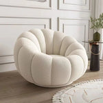fauteuil moderne velours bouclé doux repos pieds beige clair intérieur meubles salon contemporain