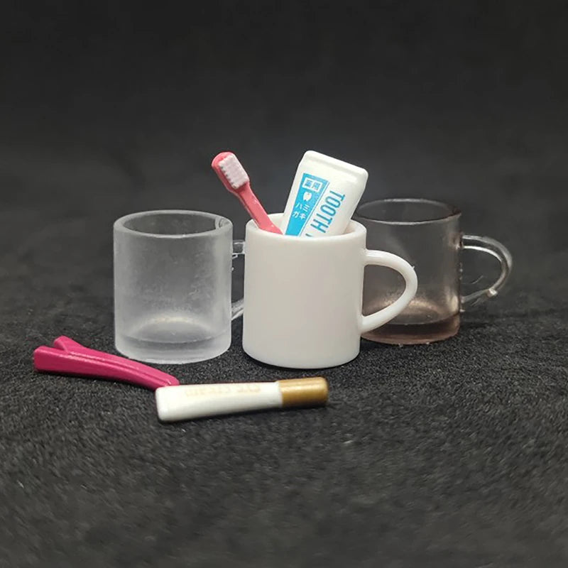 miniatures tasses silicone transparentes blanches rouges accessoires décoration maison poupée simples modernes