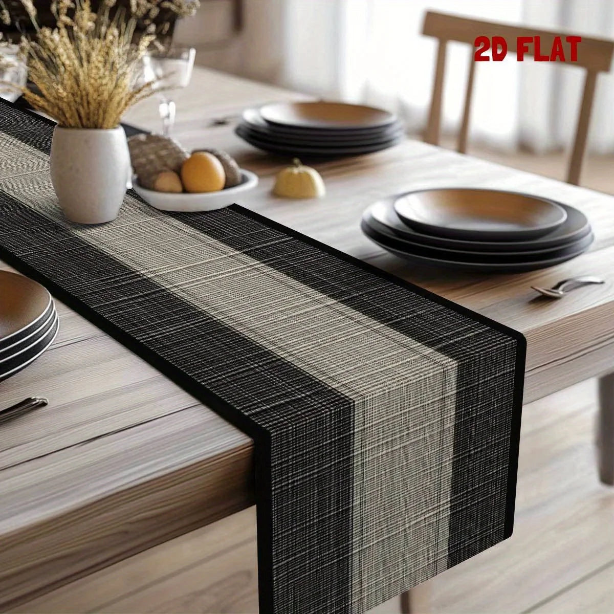 nappe table carreaux noir gris blanche moderne décoration intérieure automne hiver lin