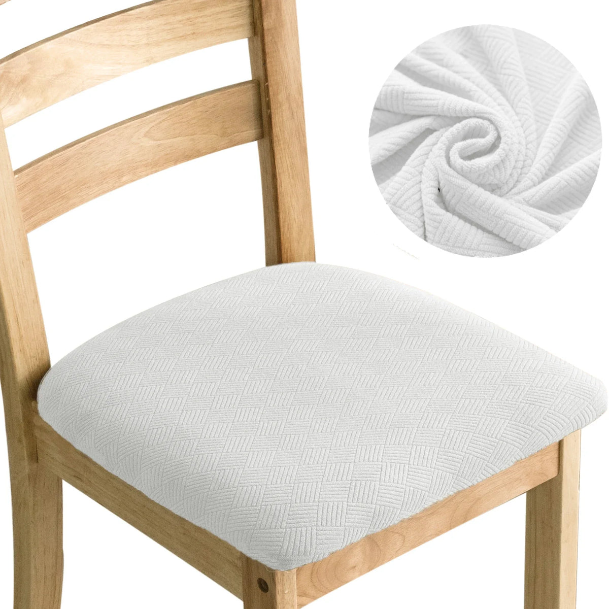 housse chaise moderne rayées diagonales élasthanne polyester beige sécurisée liens