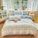 ensemble literie floral vintage 100 coton blanc rose vert bleu beige
