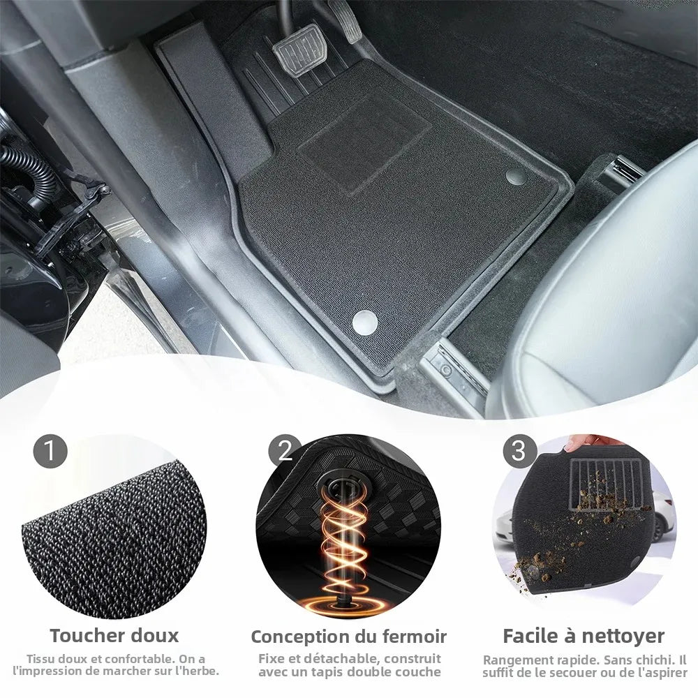 tapis sol coffre protection texture rugueuse tapis conducteur passager arrière moderne noir