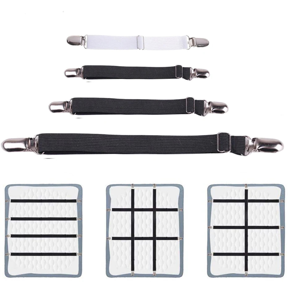 accessoires vêtements clips métalliques suspendants élastiques tissu uni blanc noir classiques utilitaires