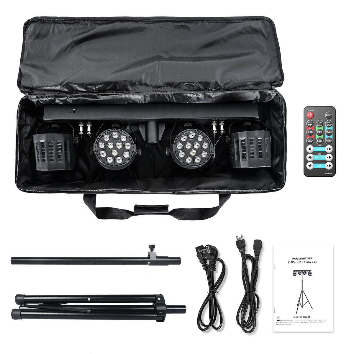 projecteur led rgbw 60w dmx scènes professionnelles dj discothèque moderne sac transport télécommande