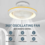 ventilateur oscillant led moderne télécommande blanc jaune 49cm 360degrees 2000lm 110v220v