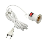 socle lampe e27 interrupteur blanc moderne câble prise eu 2m 4m blanc lisse opaquet